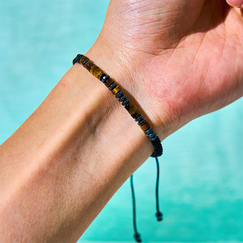 3-teiliges Armbandset aus Tigerauge und Lavastein zum Schutz