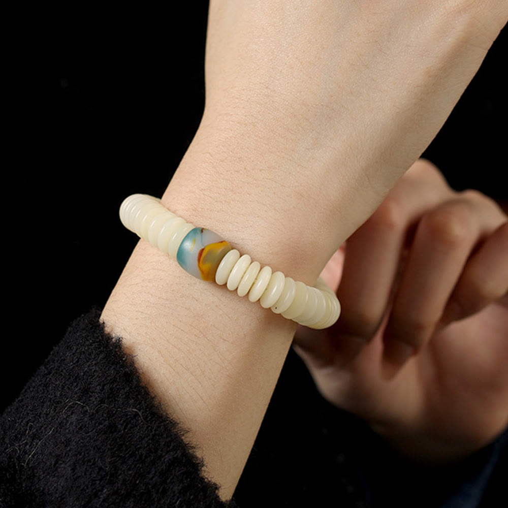 3 x 10 mm weißes Bodhi-Samen-Weisheitsquasten-Mala-Armband