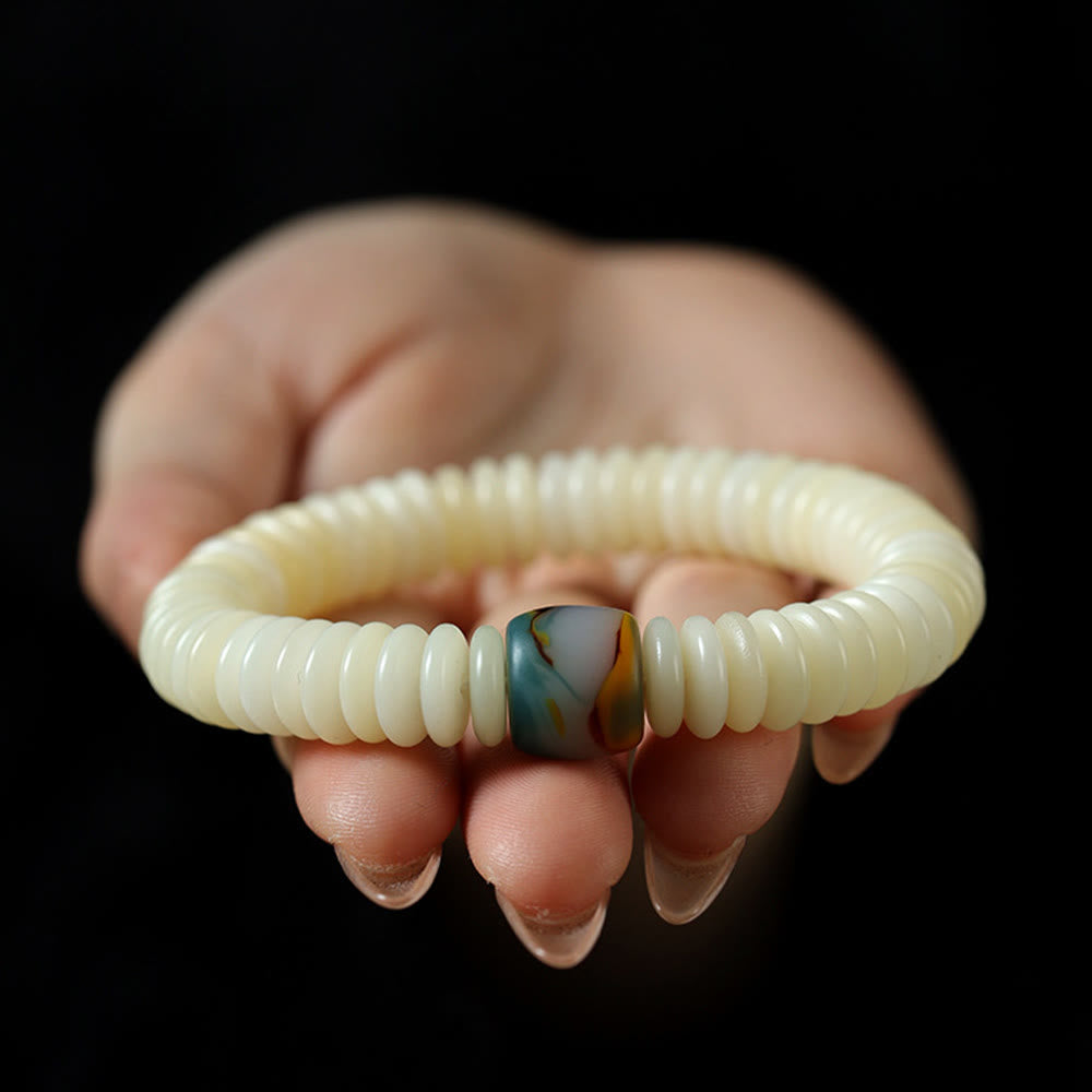 3 x 10 mm weißes Bodhi-Samen-Weisheitsquasten-Mala-Armband