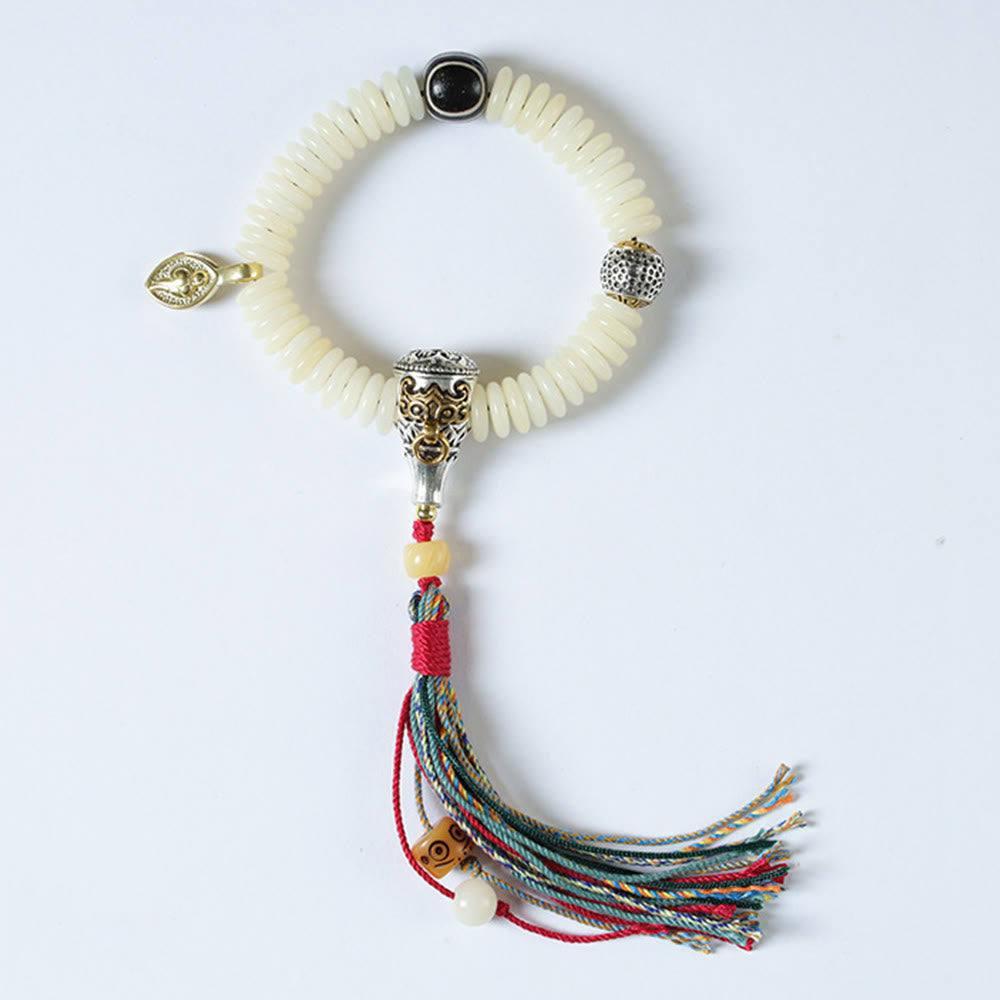 3 x 10 mm weißes Bodhi-Samen-Weisheitsquasten-Mala-Armband