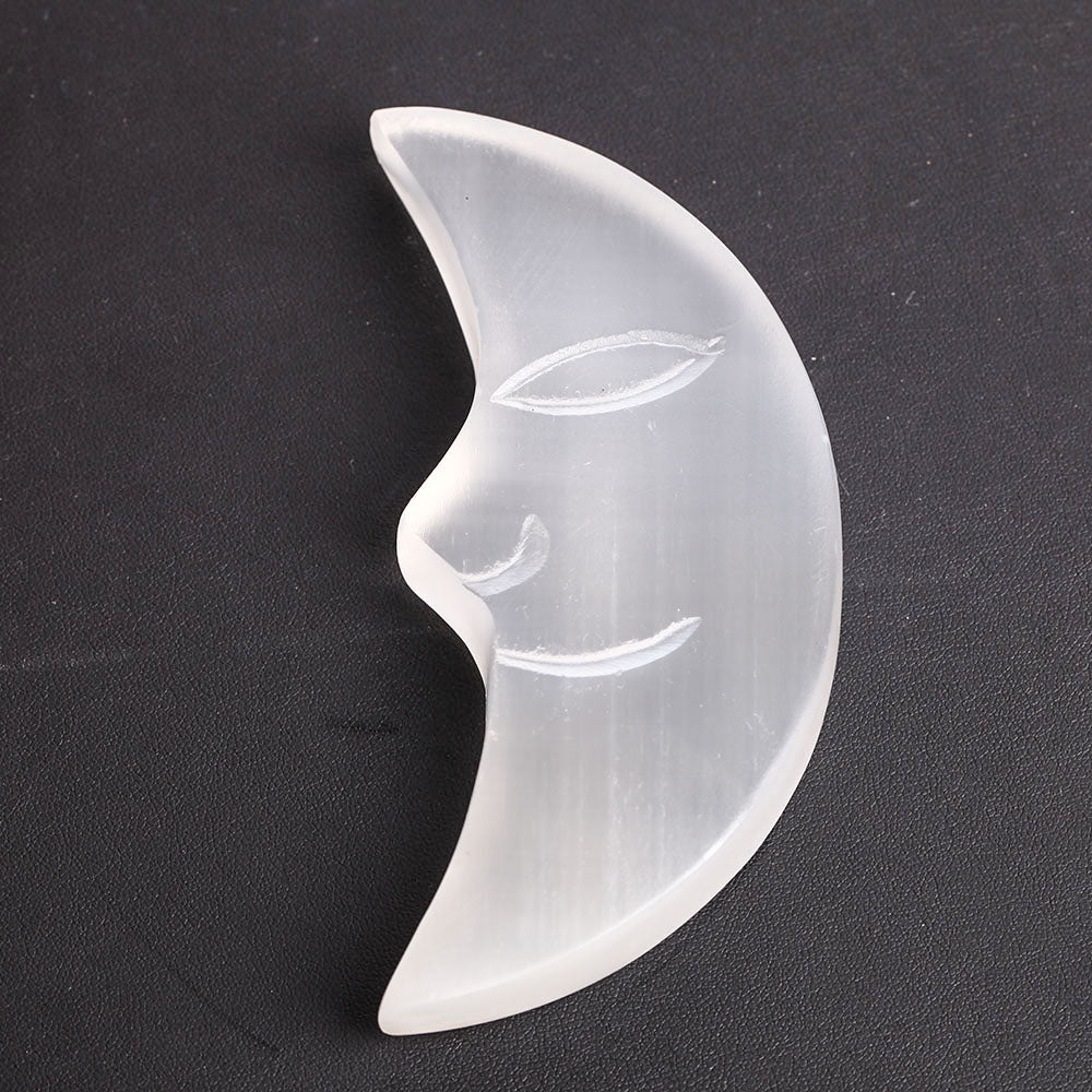4.0-4.5 inch Selenite Moon Crystal Figurine Carving