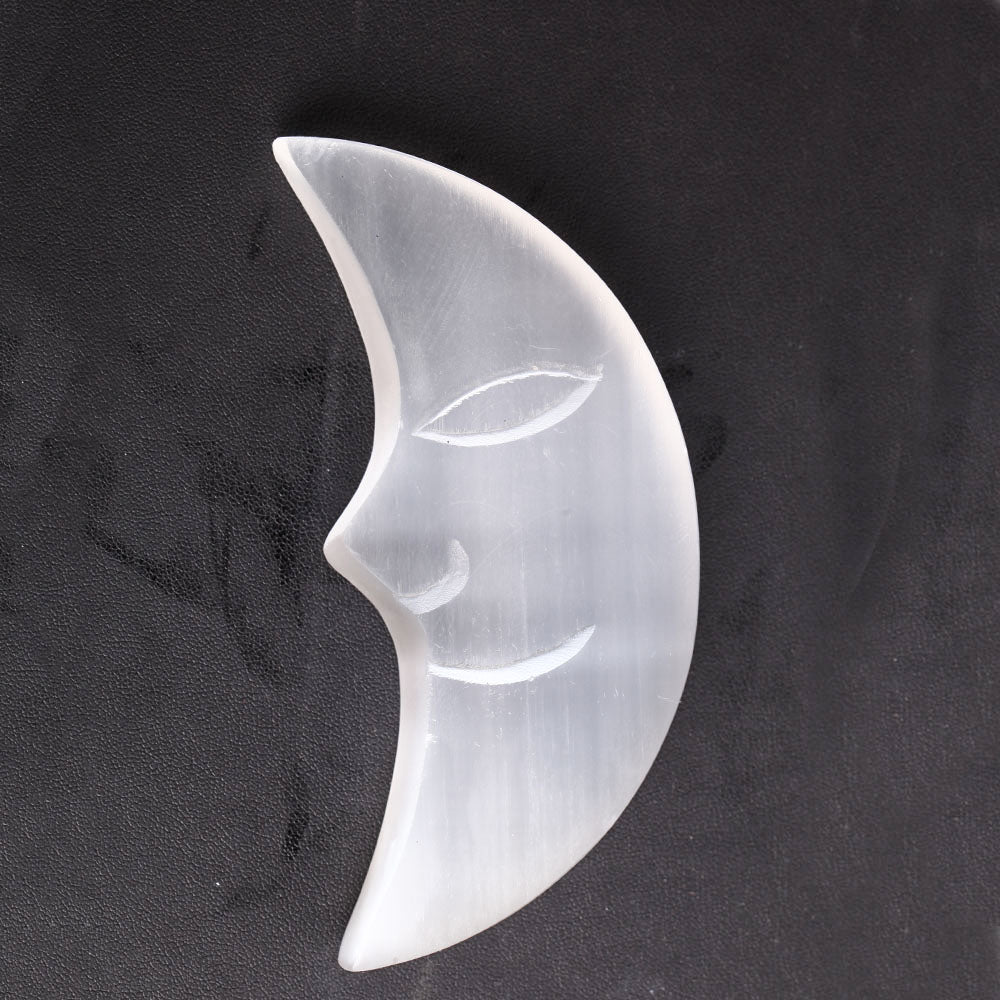 4.0-4.5 inch Selenite Moon Crystal Figurine Carving