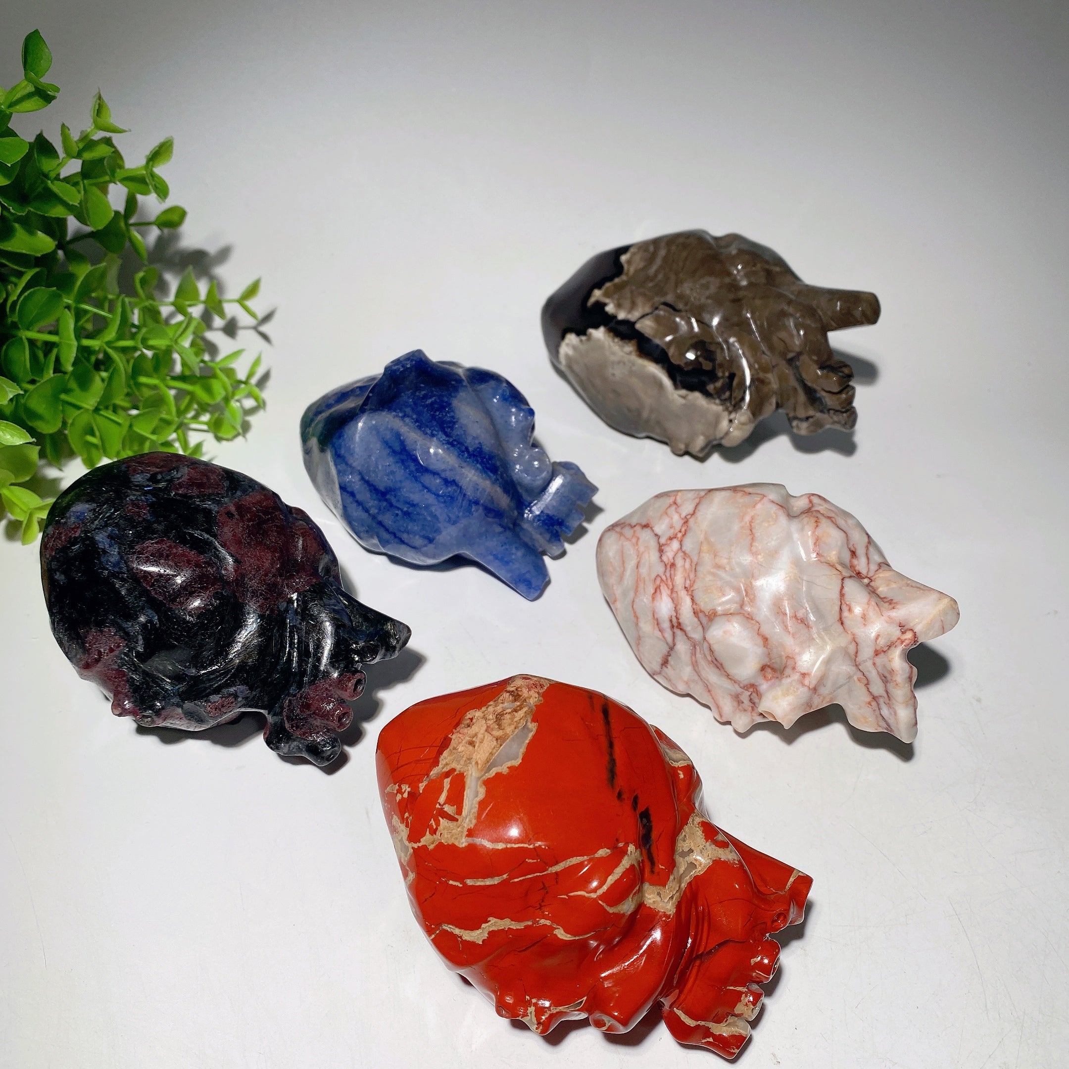 4.0-4.8 Inch Mixed Crystal Heart Carvings for Healing & Meditation