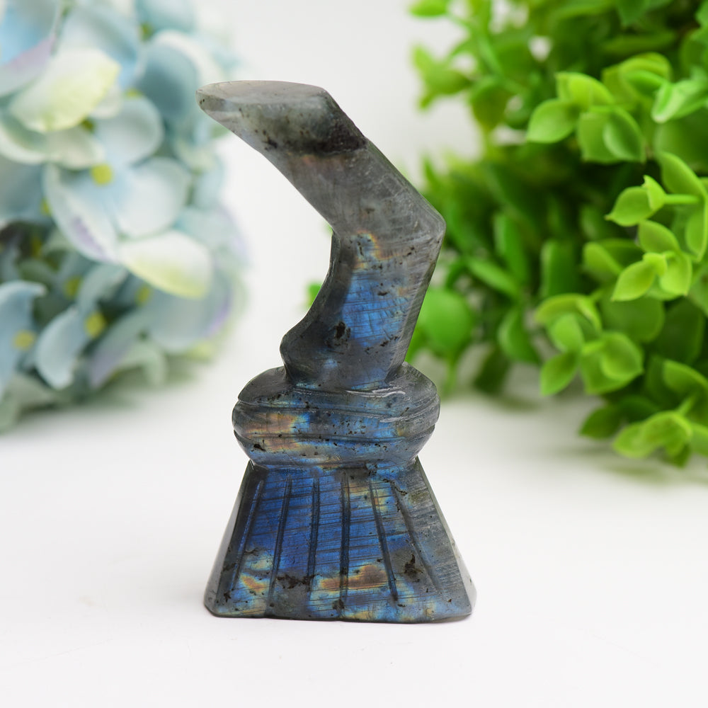 4.2-5.7 inch Labradorite & Moss Agate Witches' Broom Crystal Figurines