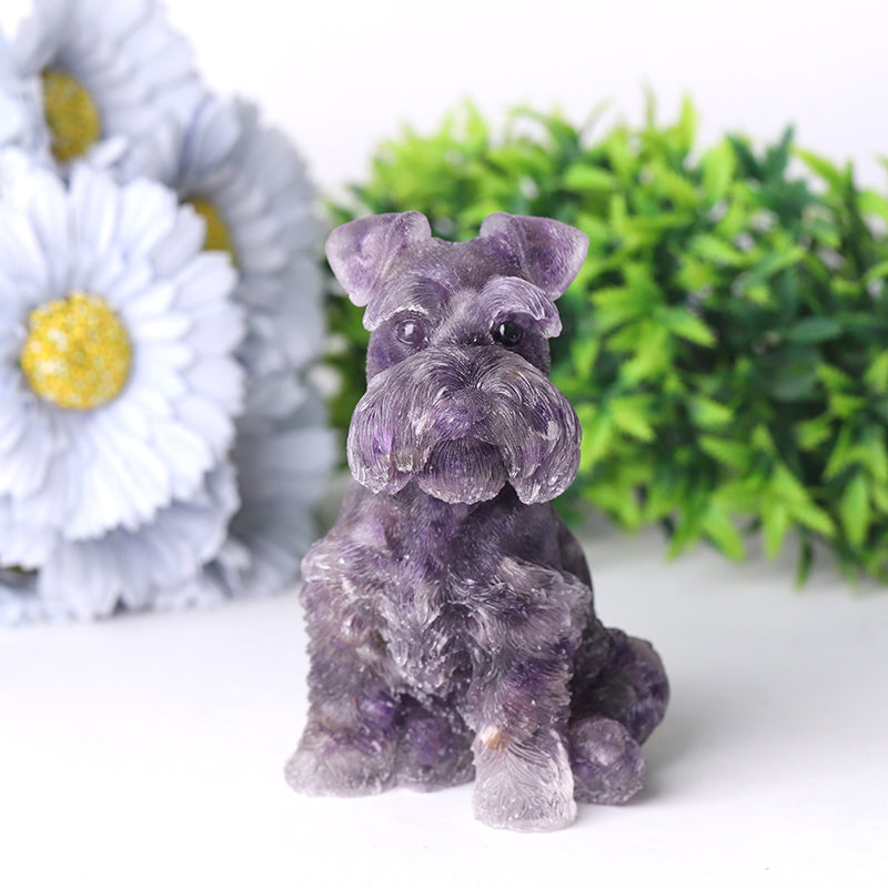 4.2" Crystal Schnauzer Carving with Healing Gemstones