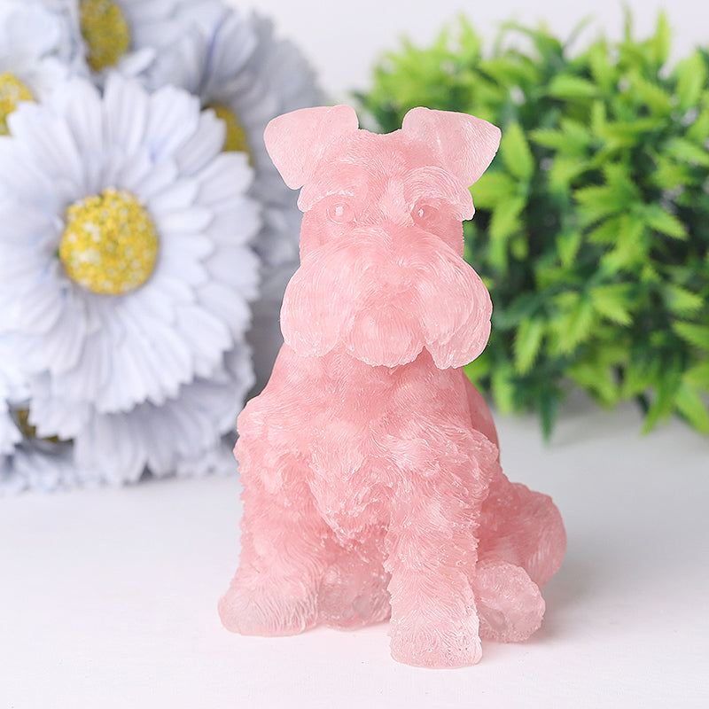 4.2" Crystal Schnauzer Carving with Healing Gemstones