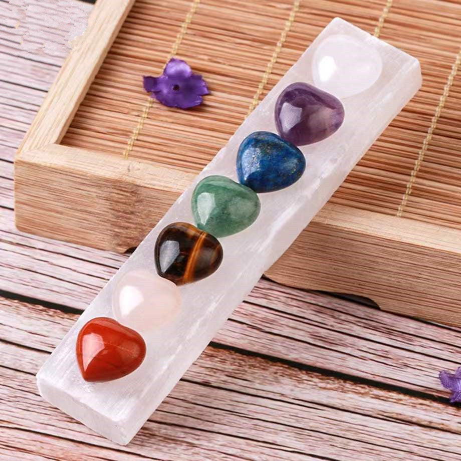 4.3 Inch Selenite Chakra Heart Crystal Wand