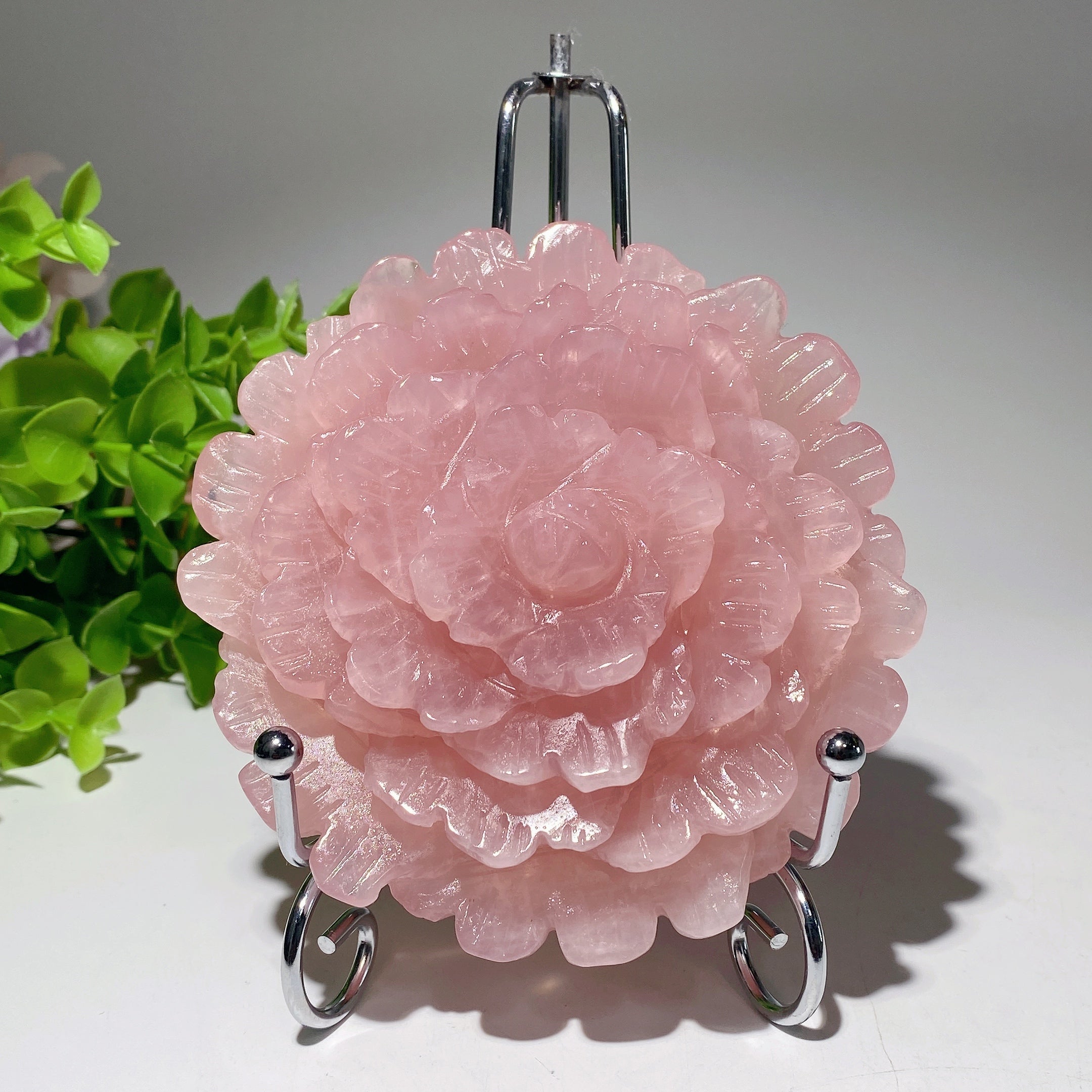 4.4 inch Rose Quartz Flower Crystal Figurine for Healing