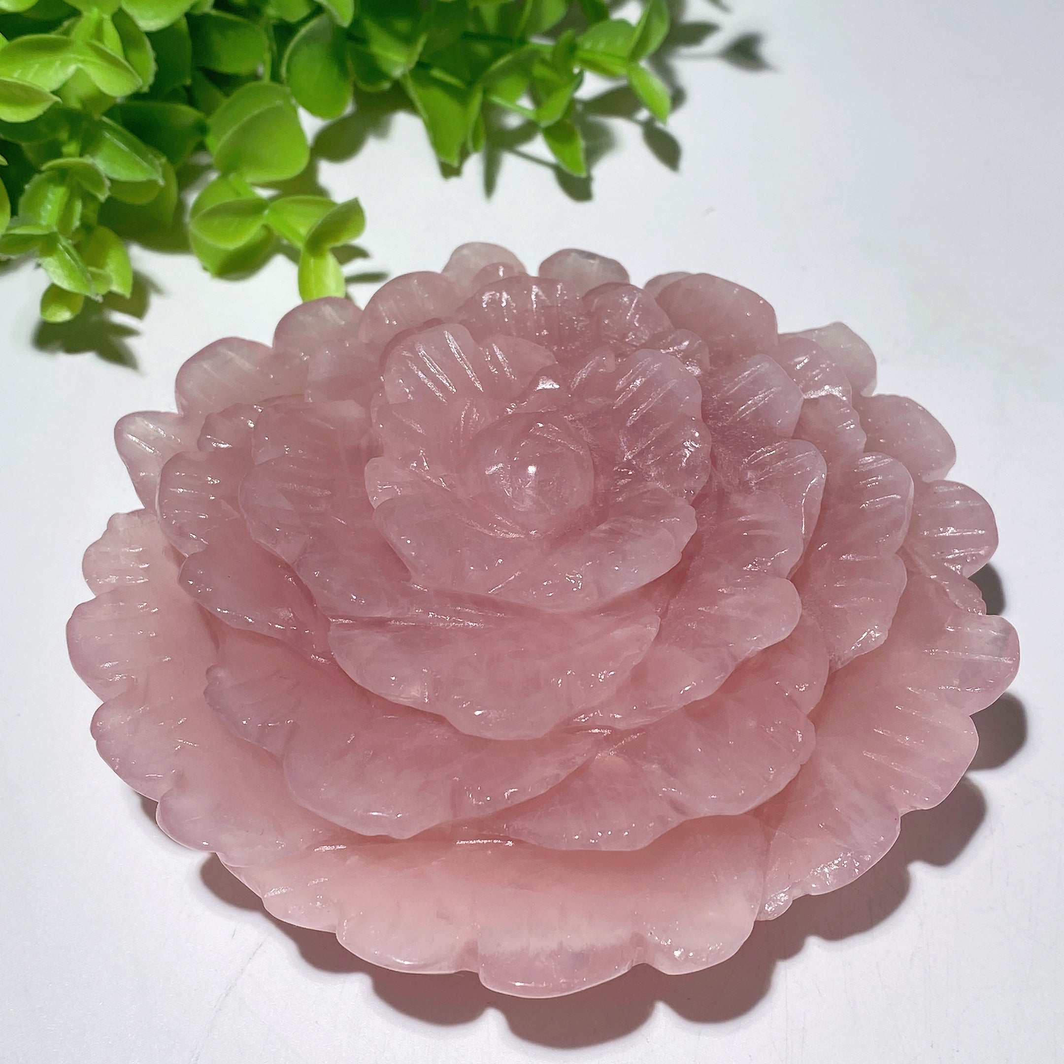 4.4 inch Rose Quartz Flower Crystal Figurine for Healing