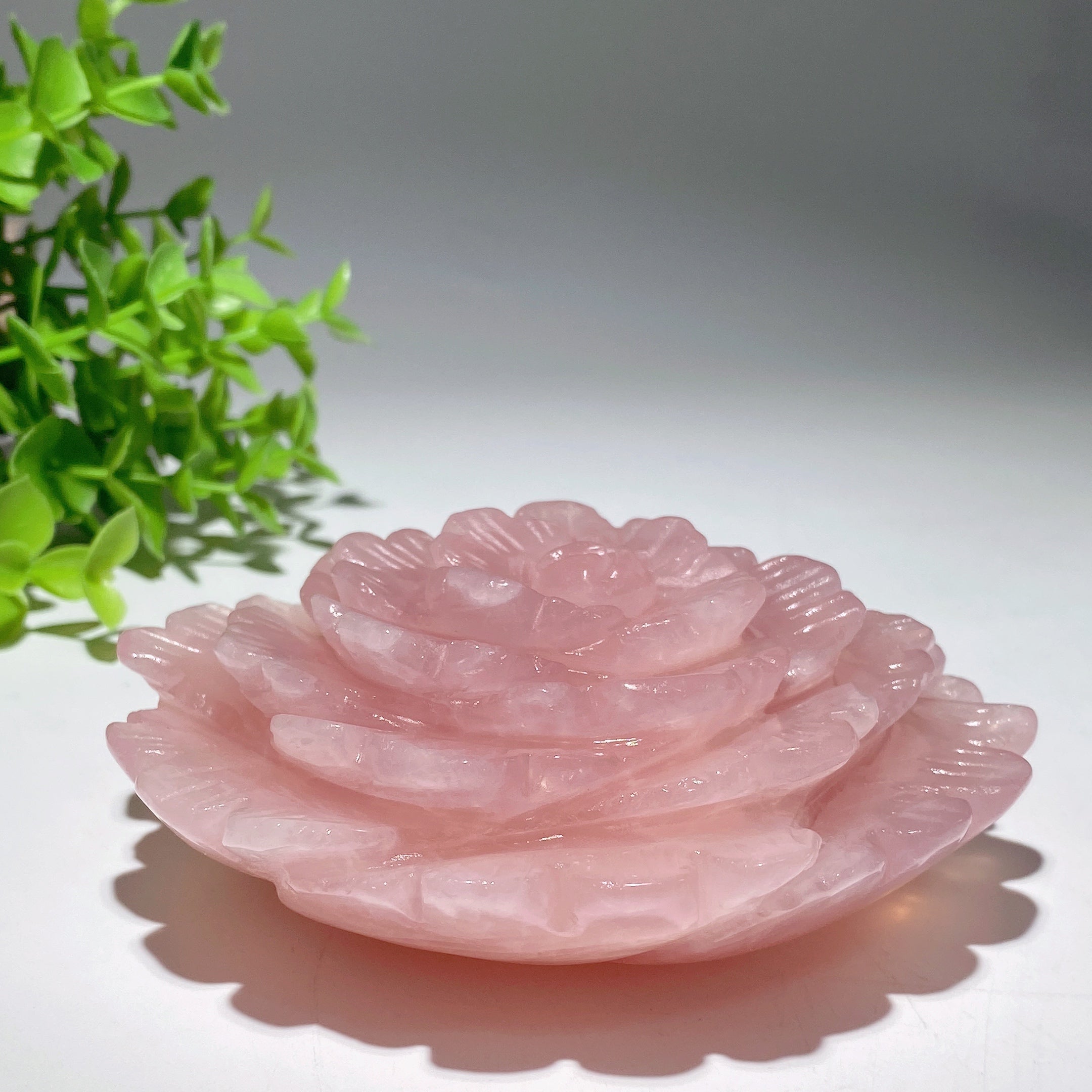 4.4 inch Rose Quartz Flower Crystal Figurine for Healing