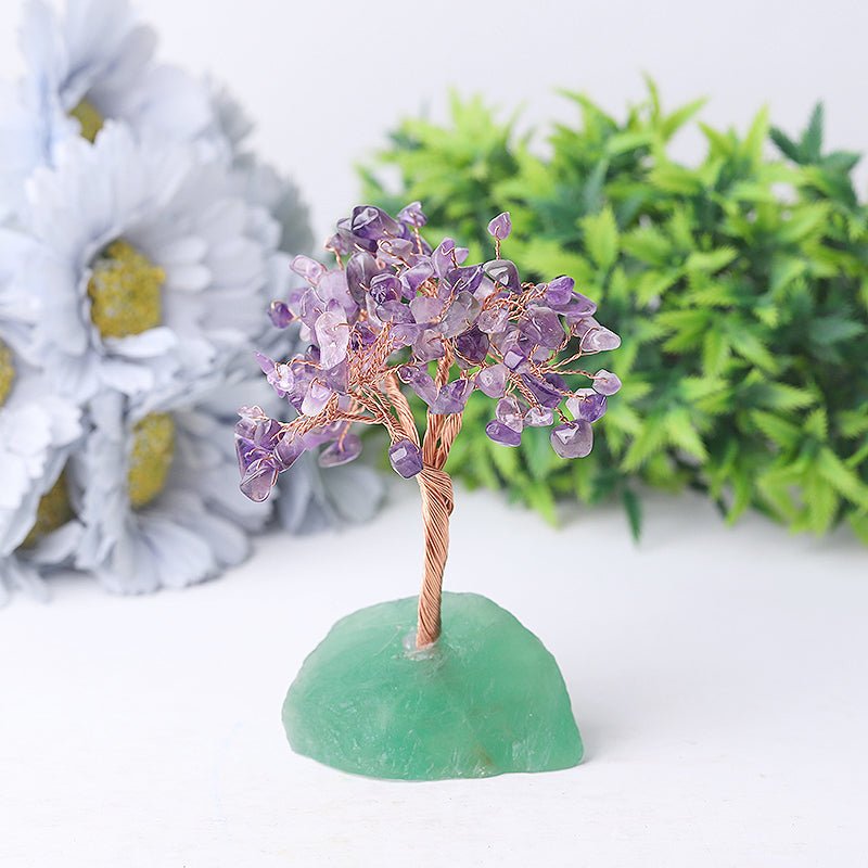 4.5 inch Crystal Tree with Raw Fluorite Base - Healing Decor