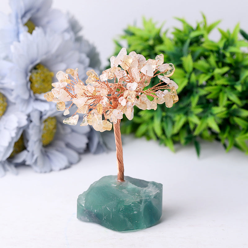 4.5 inch Crystal Tree with Raw Fluorite Base - Healing Decor