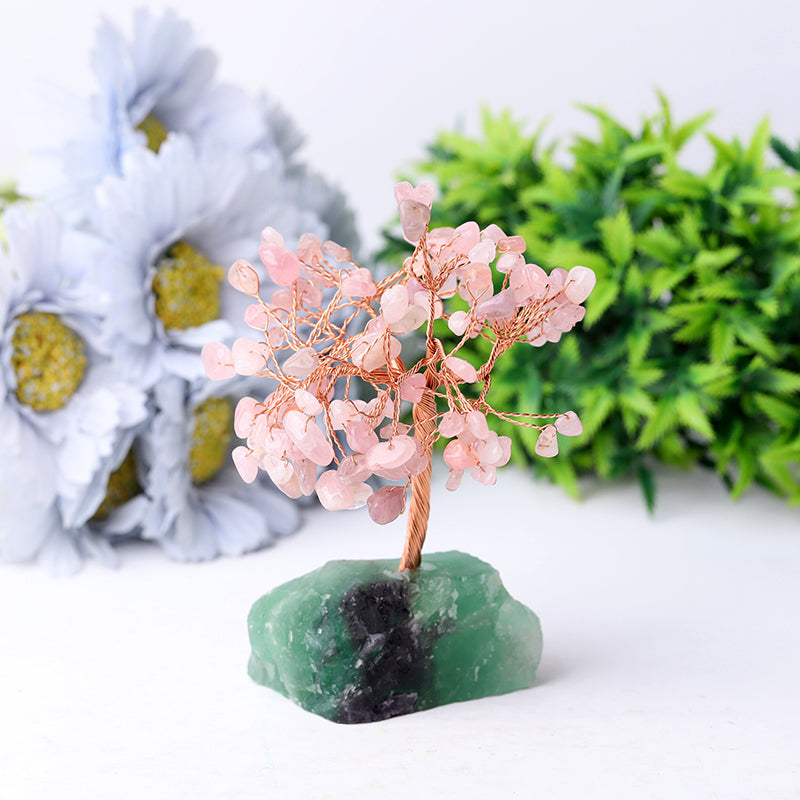4.5 inch Crystal Tree with Raw Fluorite Base - Healing Decor