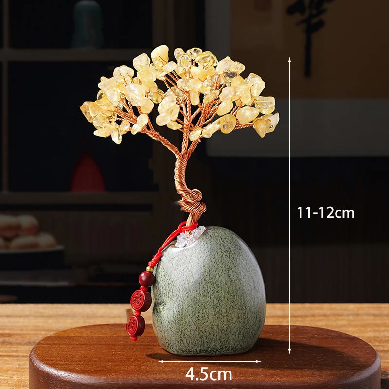 4,5 x 12 cm Citrin-Kristallbaum, Wohlstand, Zen-Dekor