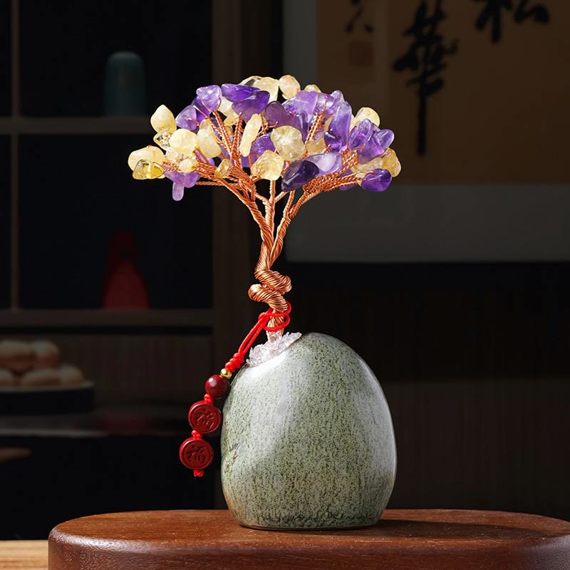 4,5 x 12 cm Citrin-Kristallbaum, Wohlstand, Zen-Dekor