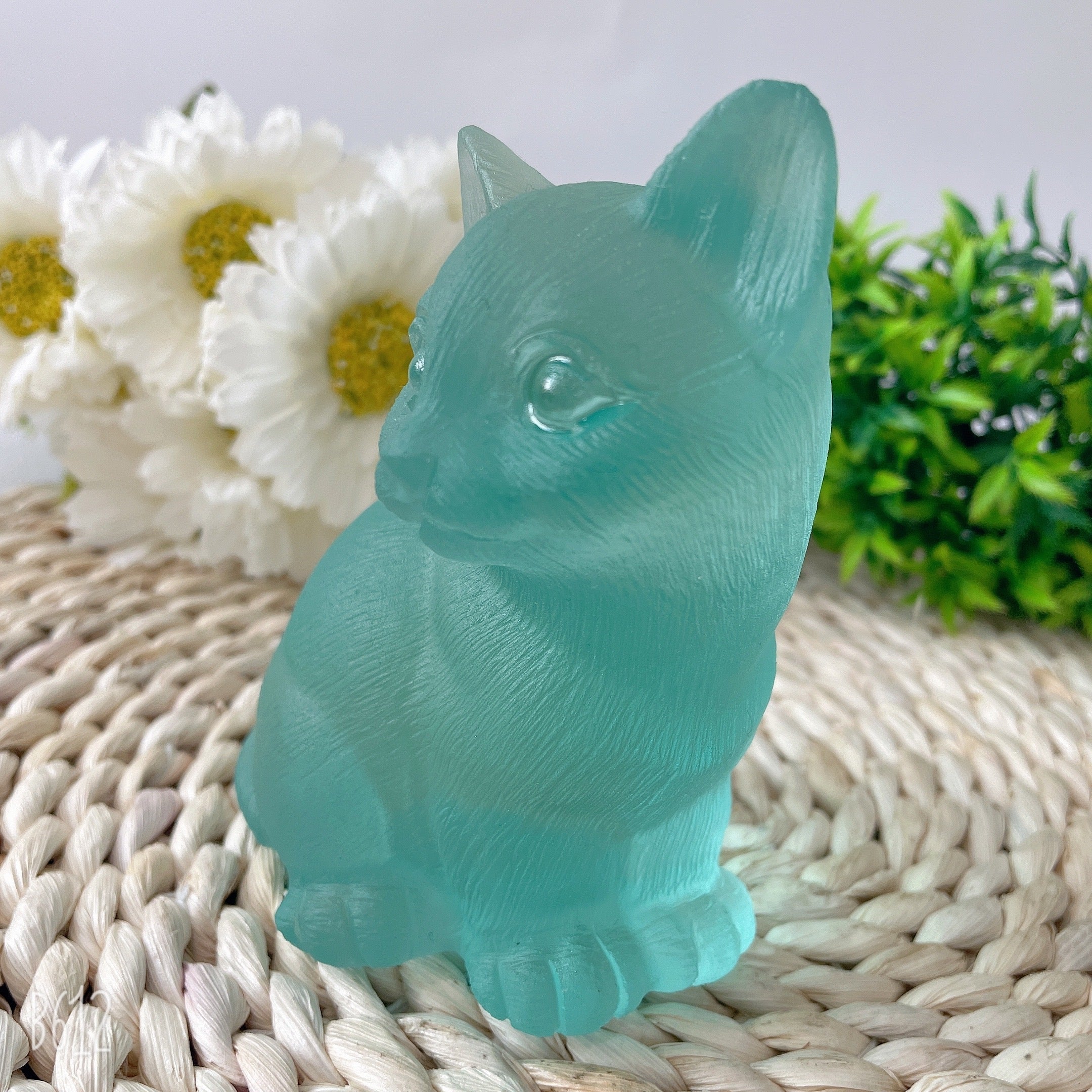 4,7 Zoll Aqua Blue Glas Kristall Katze Figur