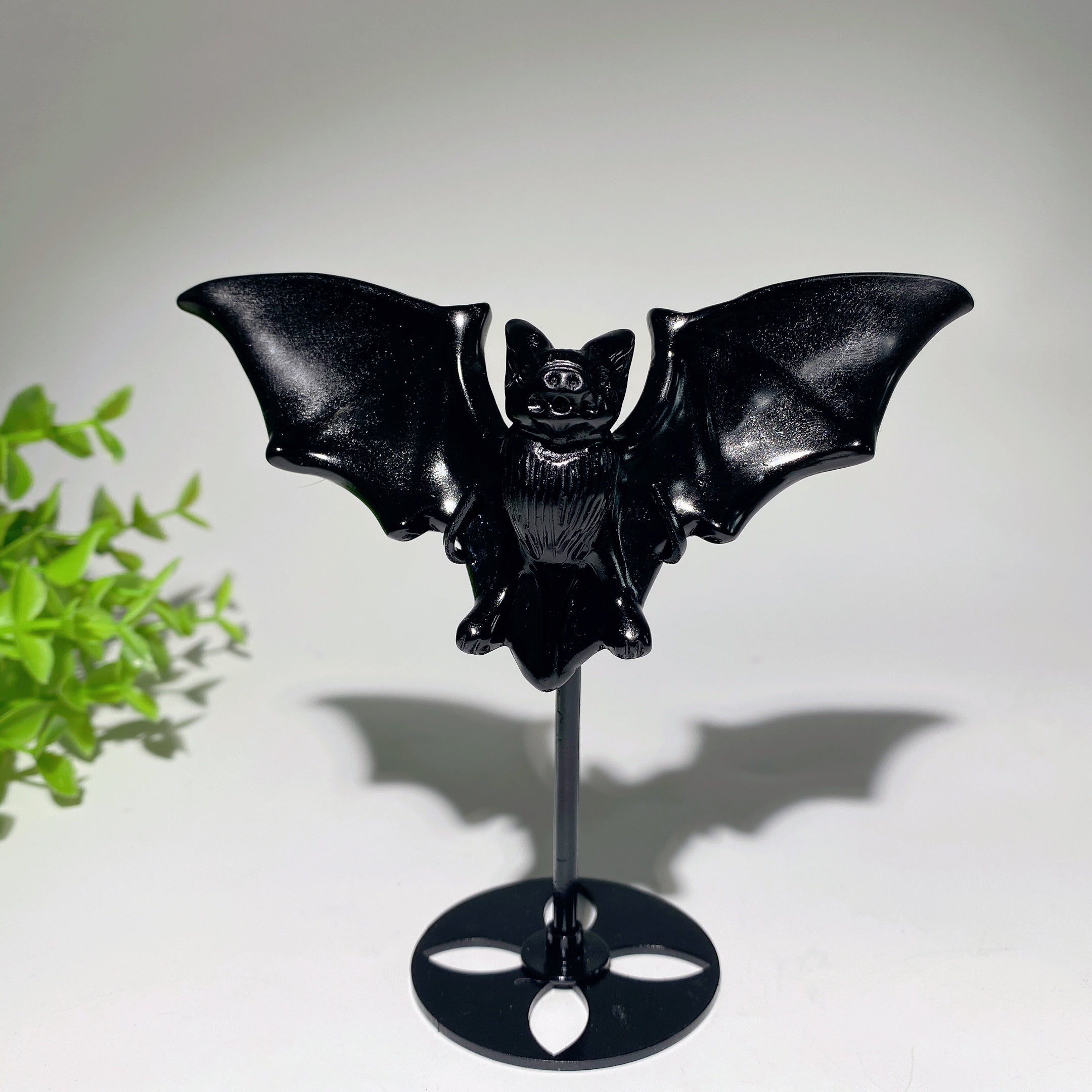 4.8 Inch Obsidian Yooperlite Bat Carving for Healing