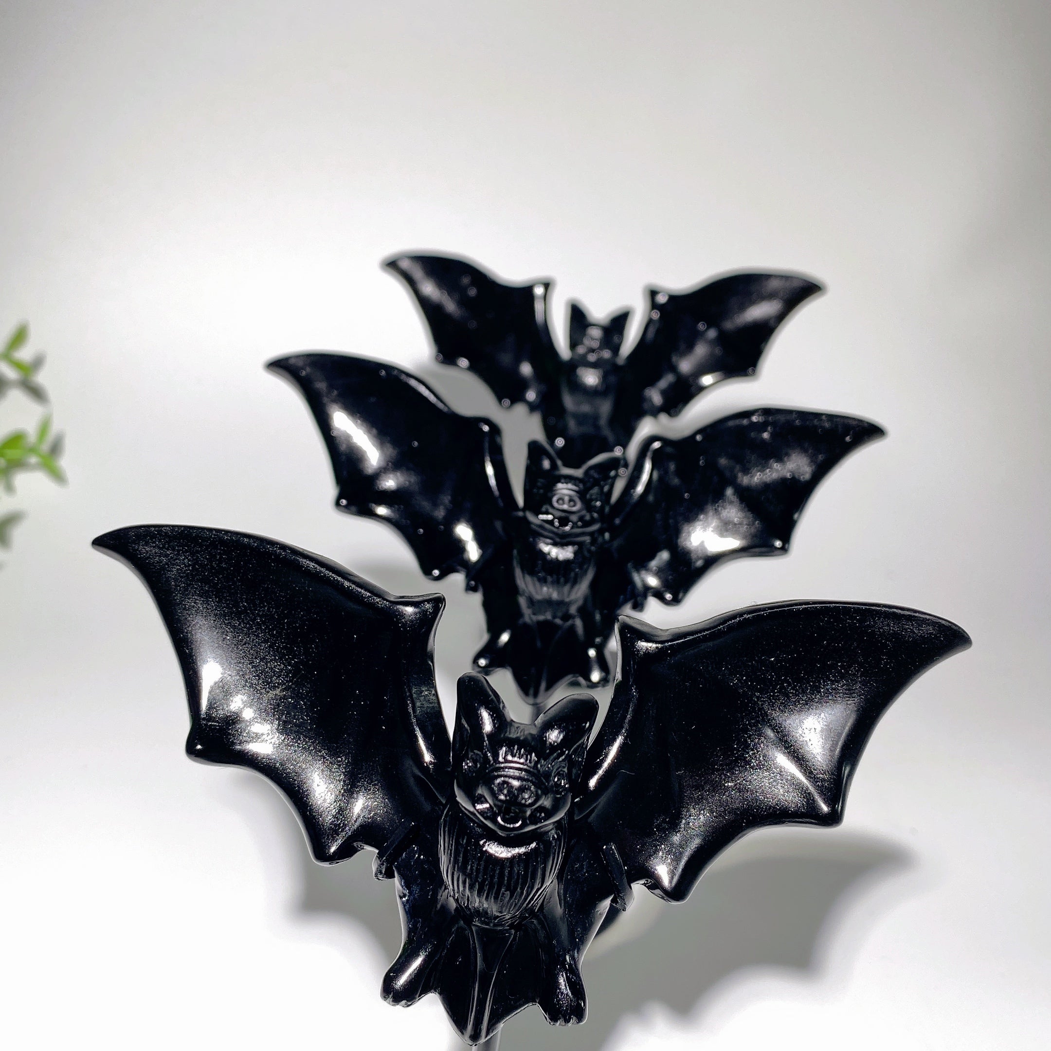 4.8 Inch Obsidian Yooperlite Bat Carving for Healing