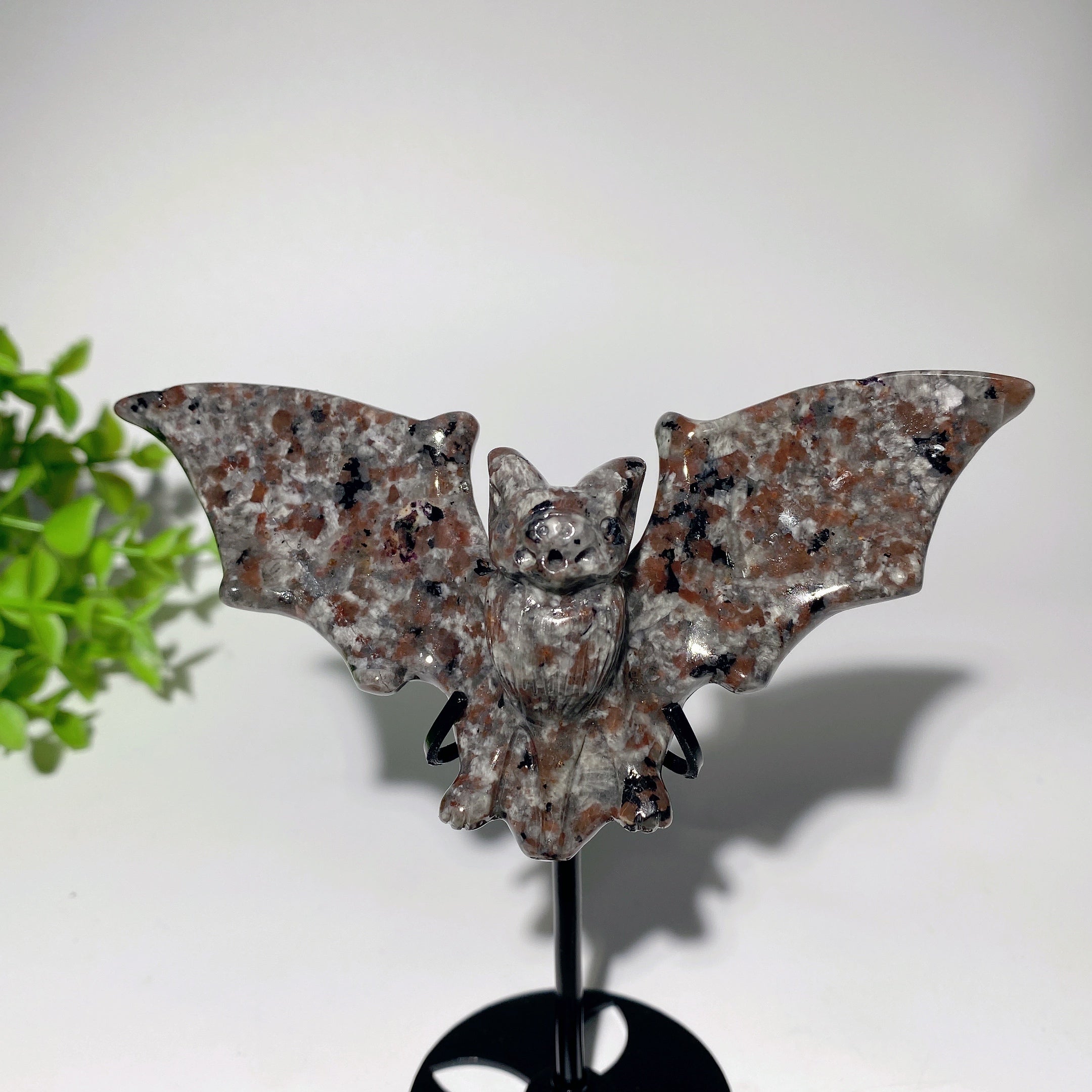 4.8 Inch Obsidian Yooperlite Bat Carving for Healing