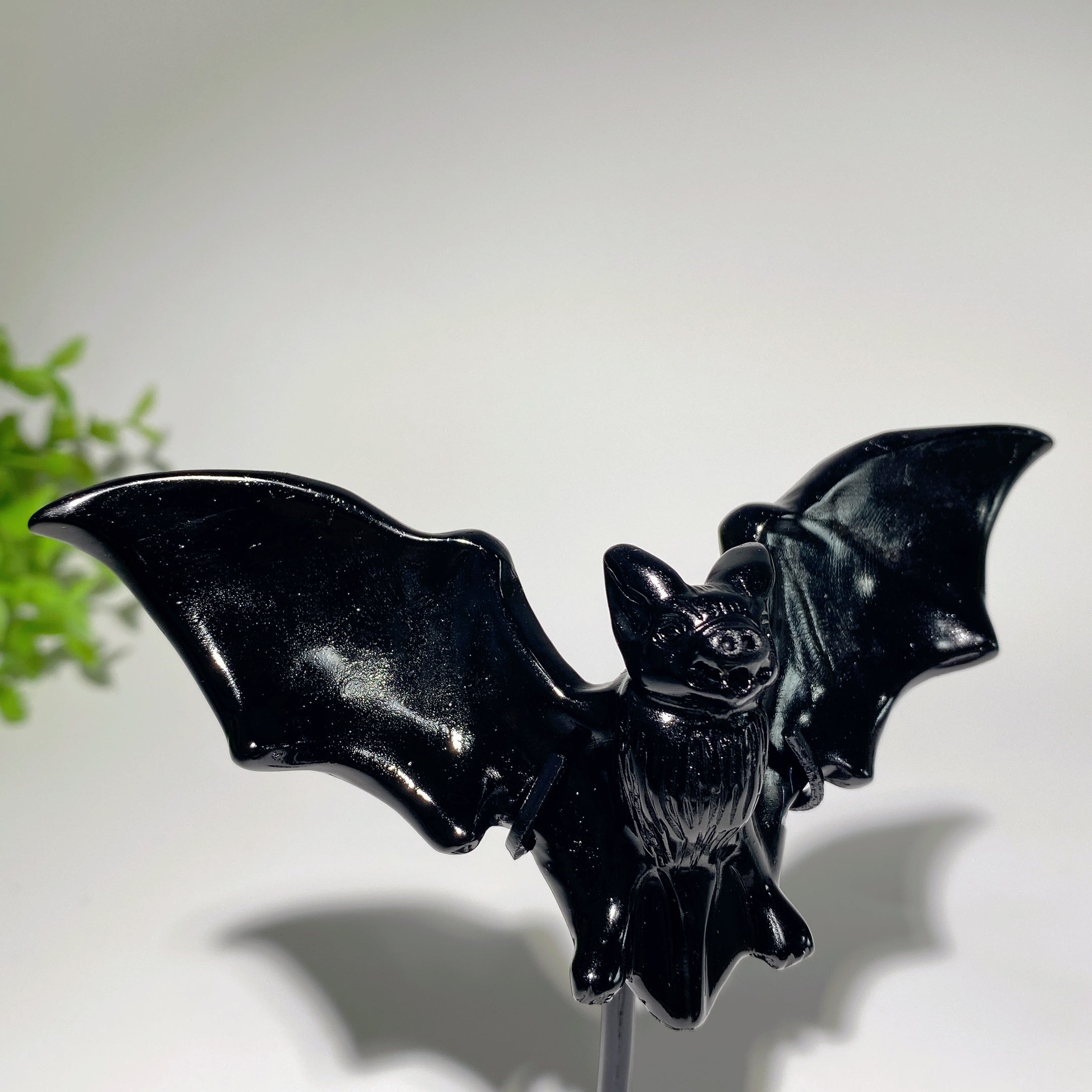 4.8 Inch Obsidian Yooperlite Bat Carving for Healing