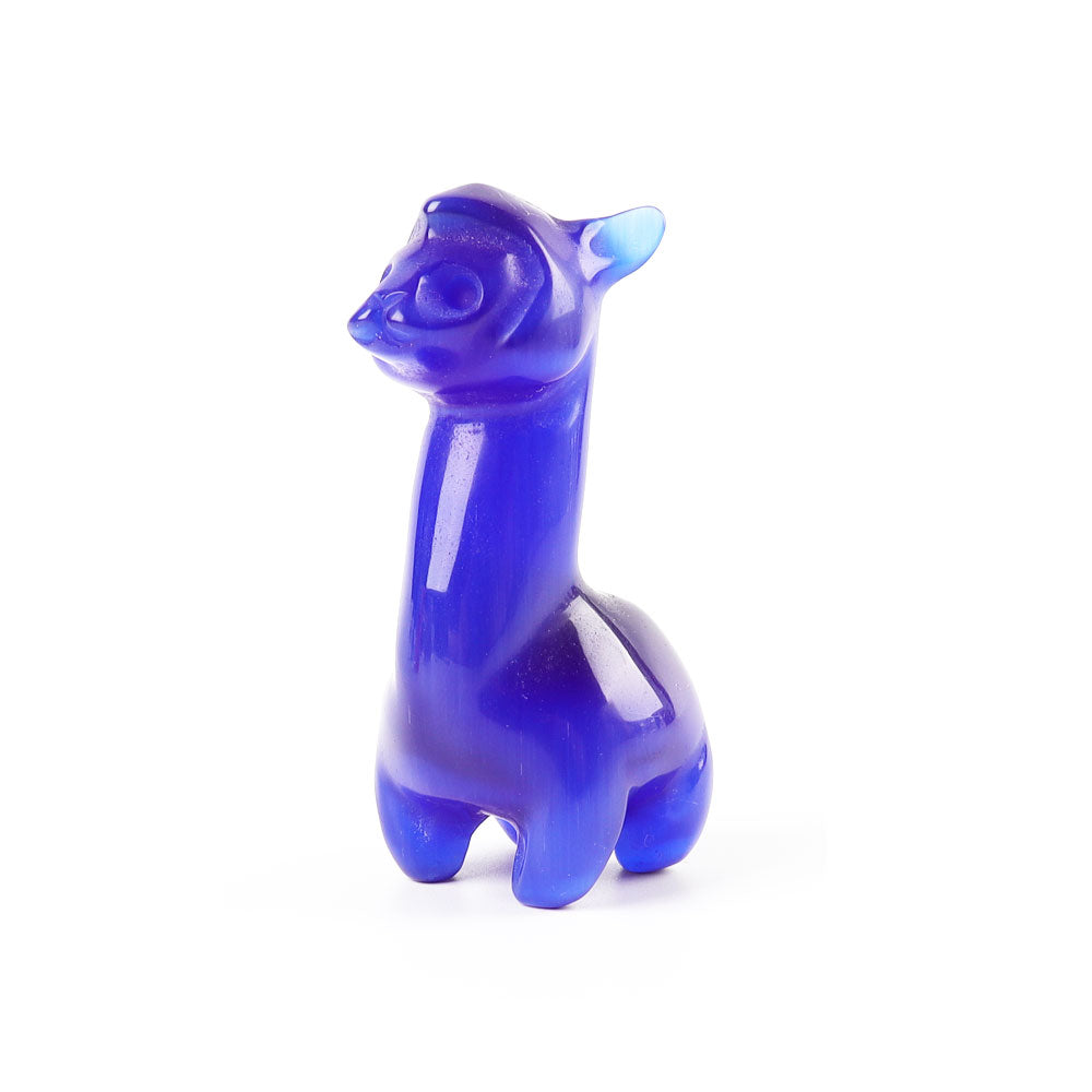 4-inch Carved Cat Eye Crystal Alpaca Figurine