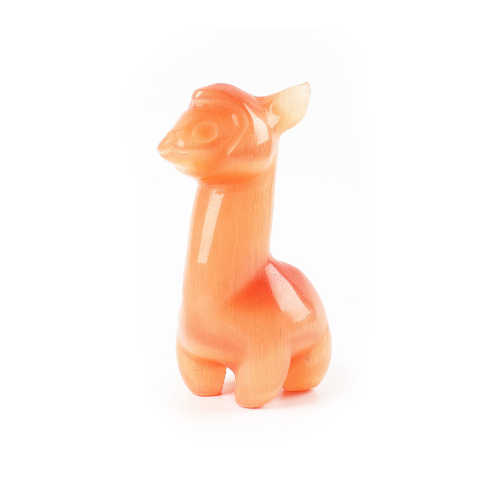 4-inch Carved Cat Eye Crystal Alpaca Figurine