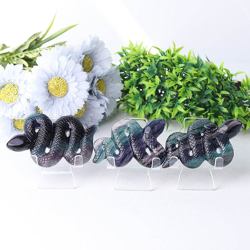 4-Inch Fluorite Snake Crystal Carving Figurine