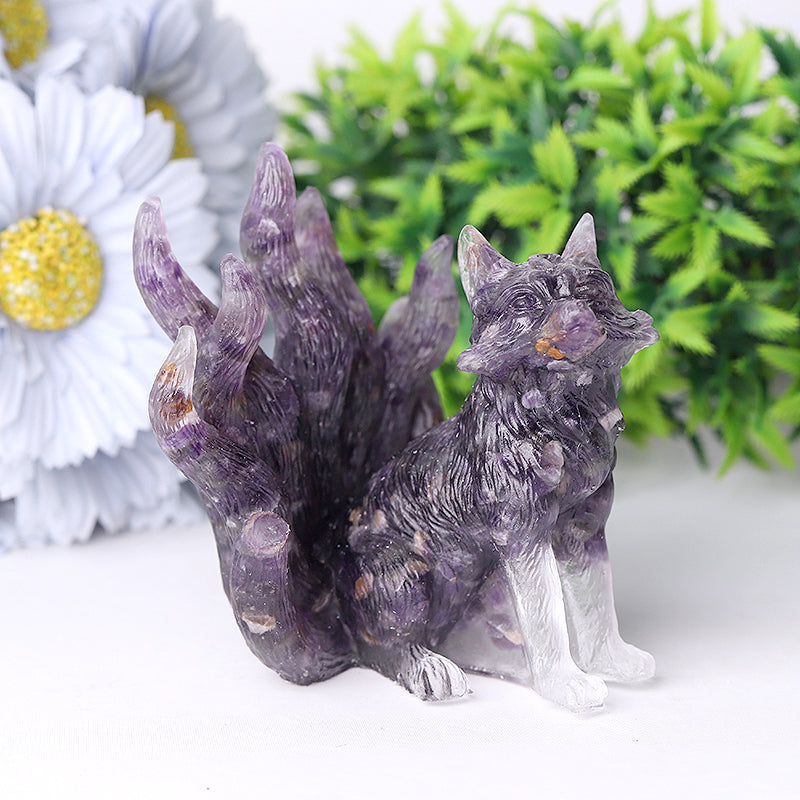 4 Inch Nine Tails Fox Crystal Figurine Carving