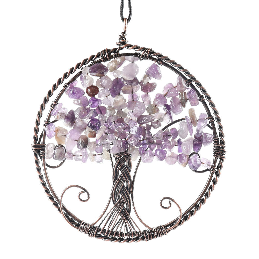 4 Inch Tree of Life Healing Crystal Wire Wrapped Pendant