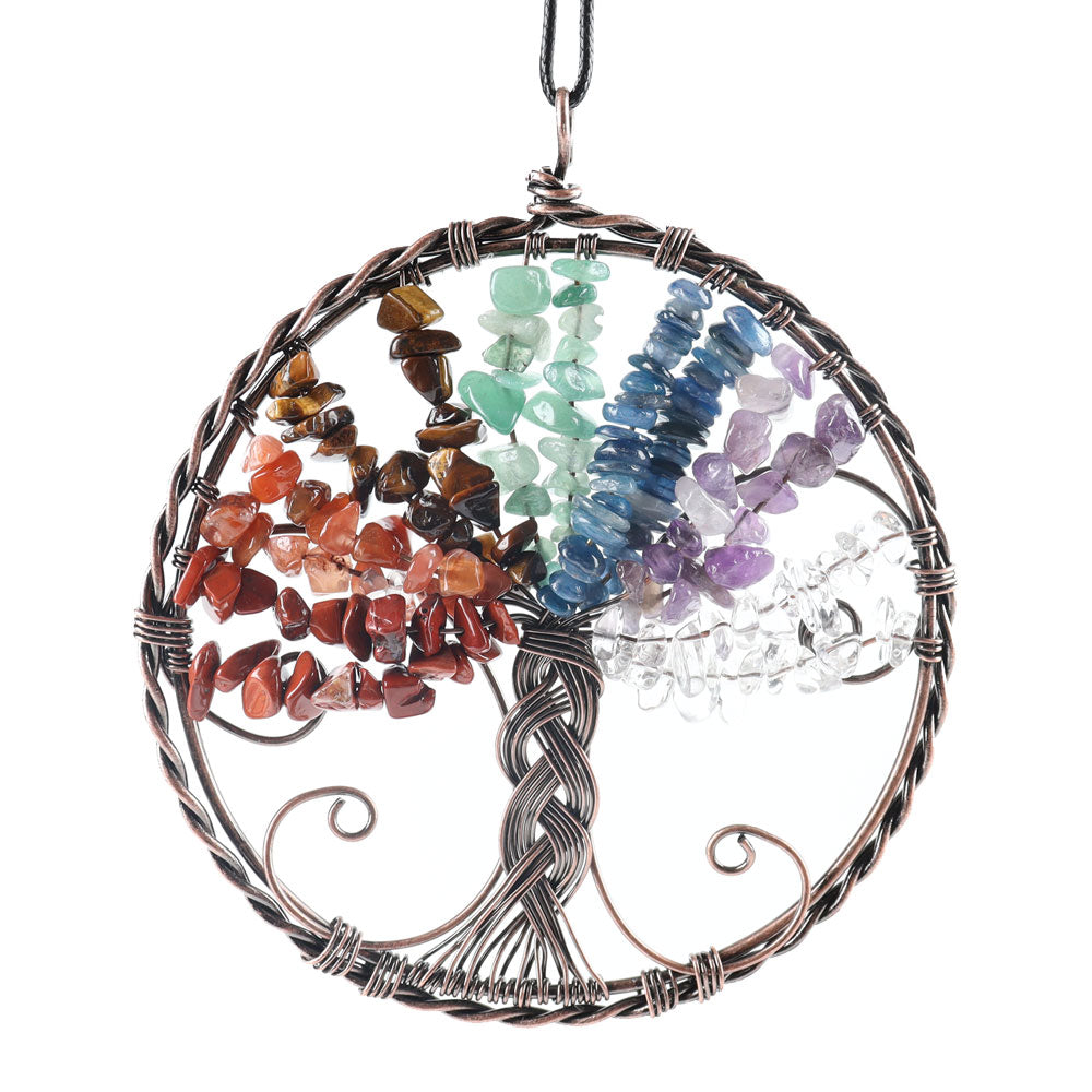 4 Inch Tree of Life Healing Crystal Wire Wrapped Pendant