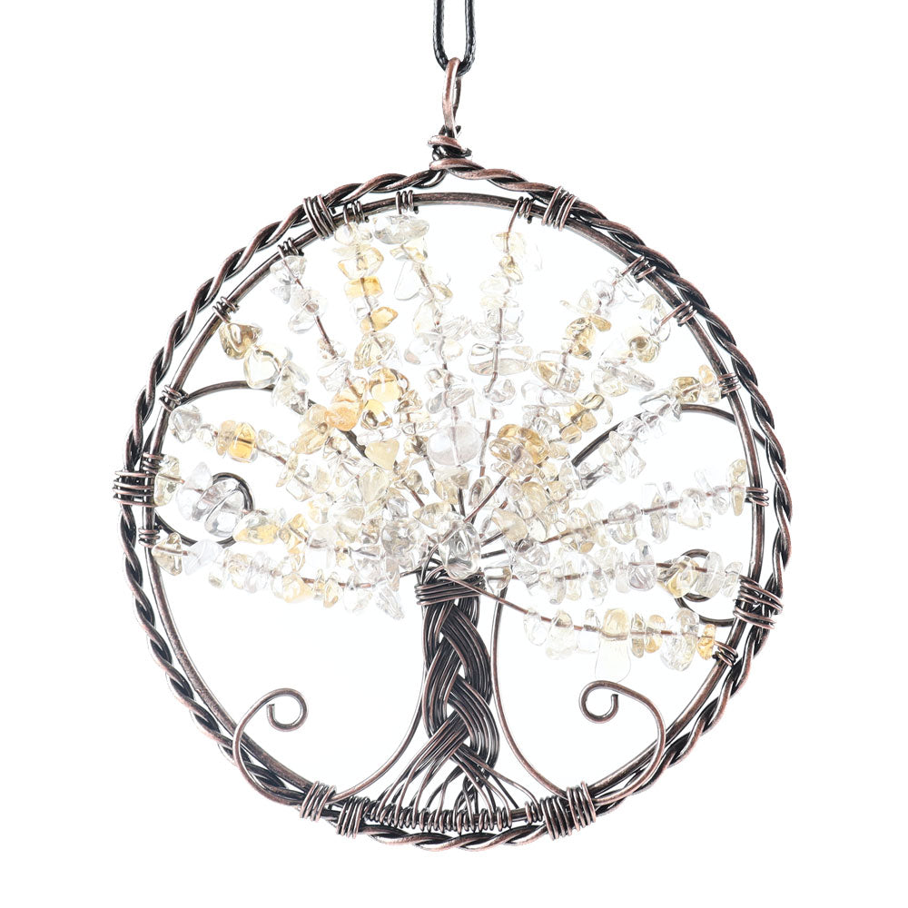 4 Inch Tree of Life Healing Crystal Wire Wrapped Pendant