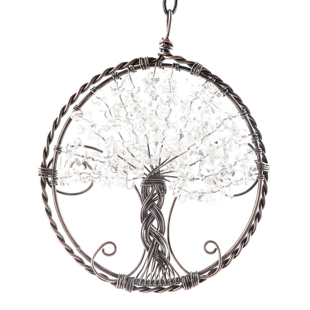 4 Inch Tree of Life Healing Crystal Wire Wrapped Pendant
