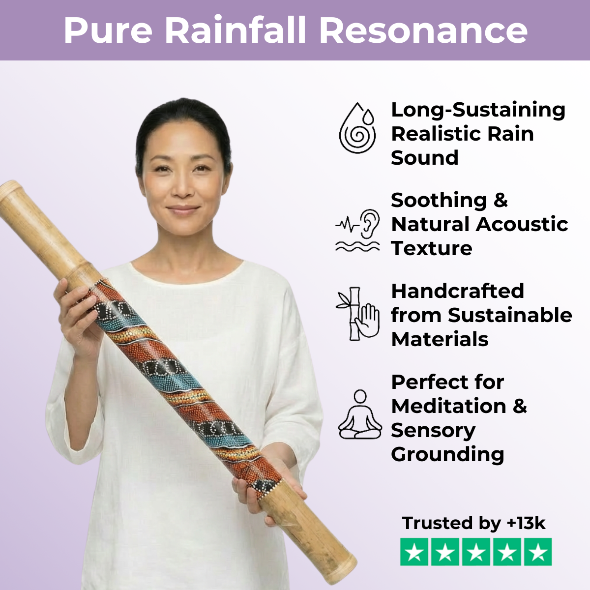 40 Zoll großes Regenstab-Instrument für Meditation und Klangentspannung
