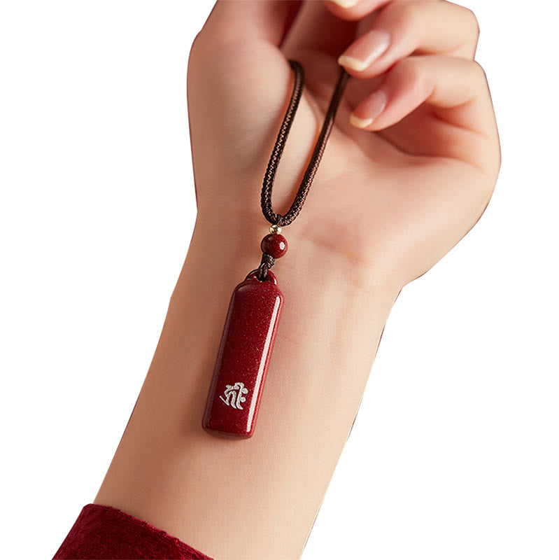 Chinese Zodiac Cinnabar Protection Necklace Pendant