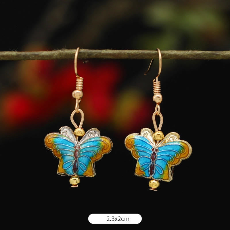 Alloy Copper Lotus Butterfly Drop Earrings for Spiritual Enlightenment