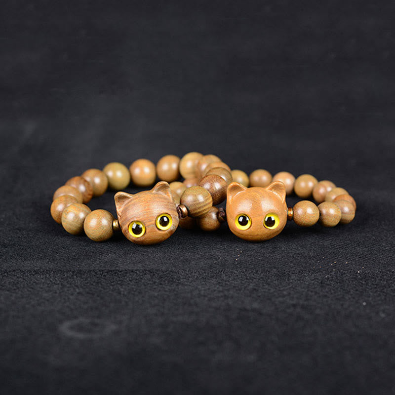 Ebony Wood Cat Balance Bracelet for Spiritual Protection