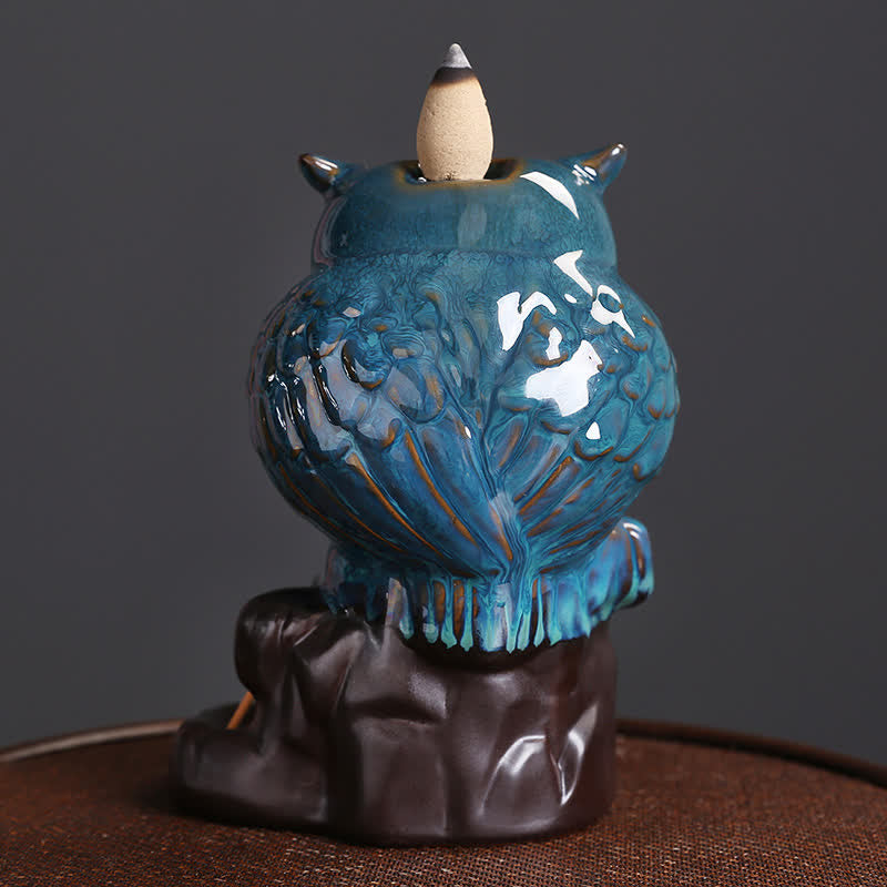 Handmade Ceramic Owl Backflow Incense Burner 9.2cm