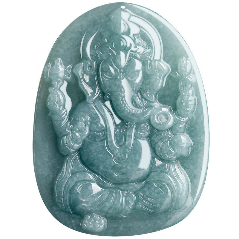 Natürliche Jade Ganesh Schutzkette | Elefanten-Amulett