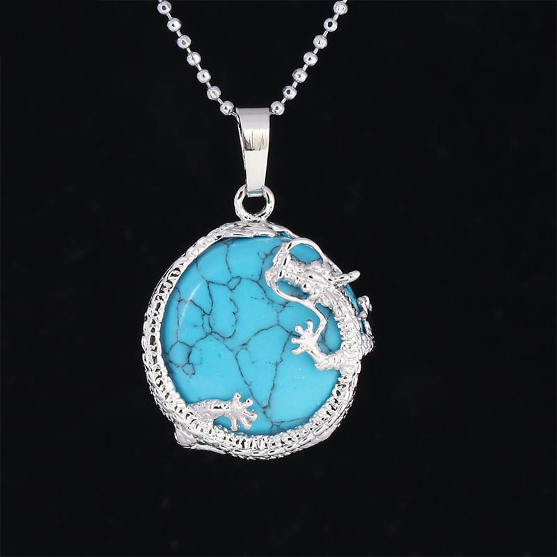 Natural Quartz Crystal Dragon Necklace Healing Energy Pendant