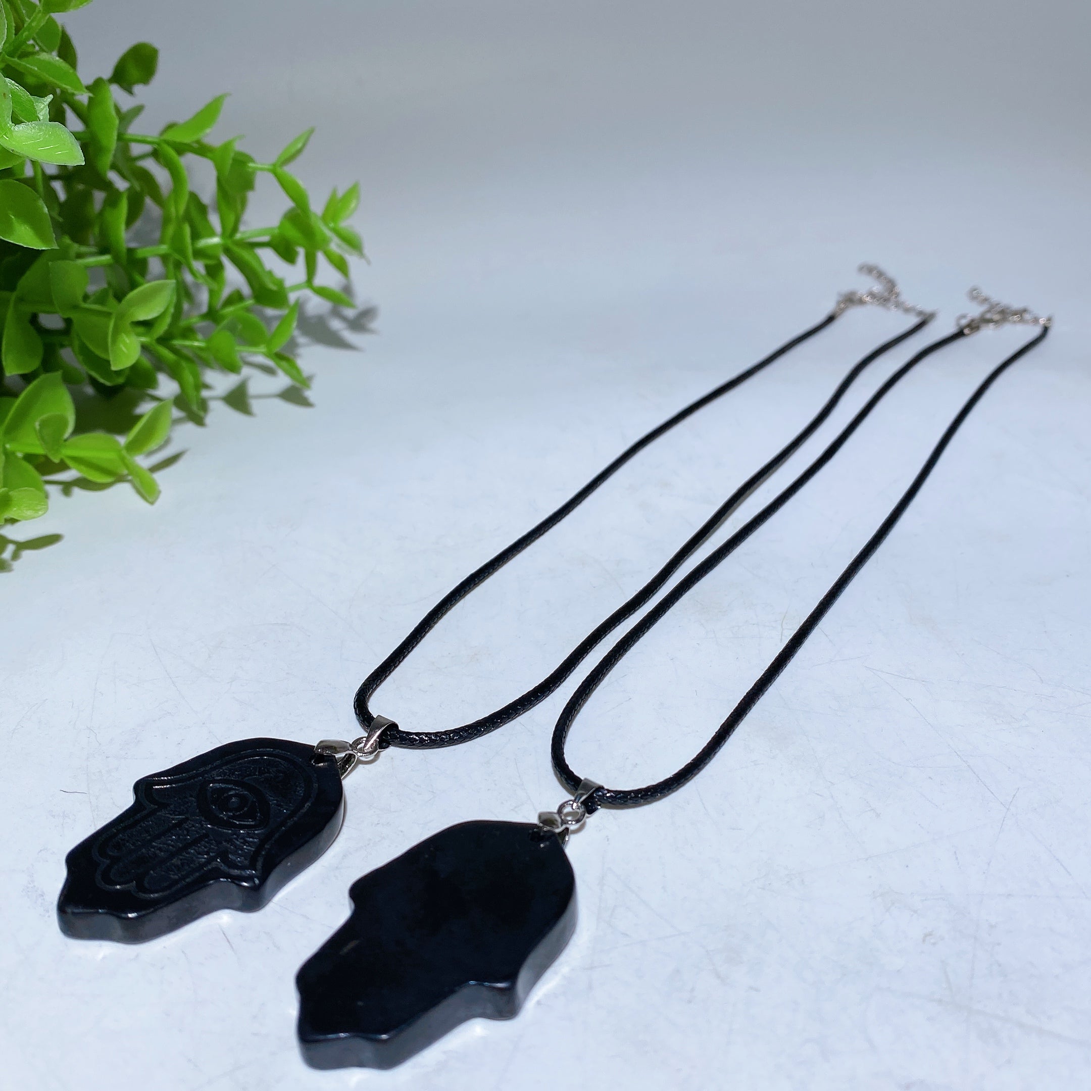 40mm Schungite Chakra Hand Necklace with Horus Eye Protection