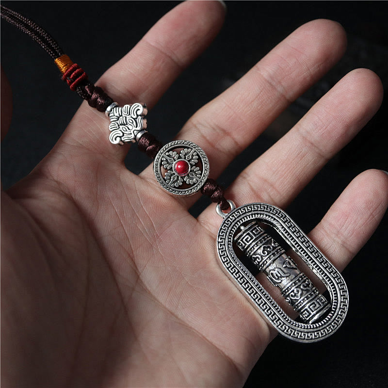 Rotatable Om Mani Padme Hum Prayer Wheel Car Decoration