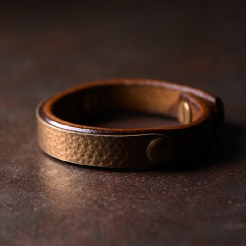 Vintage Copper Leather Wealth Bracelet for Spiritual Prosperity