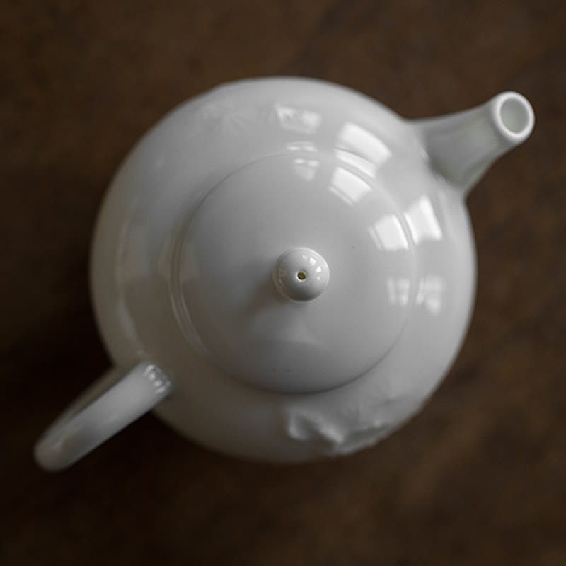150ml Chinese Ceramic Teapot with Plum Pine Bamboo Engraved Design