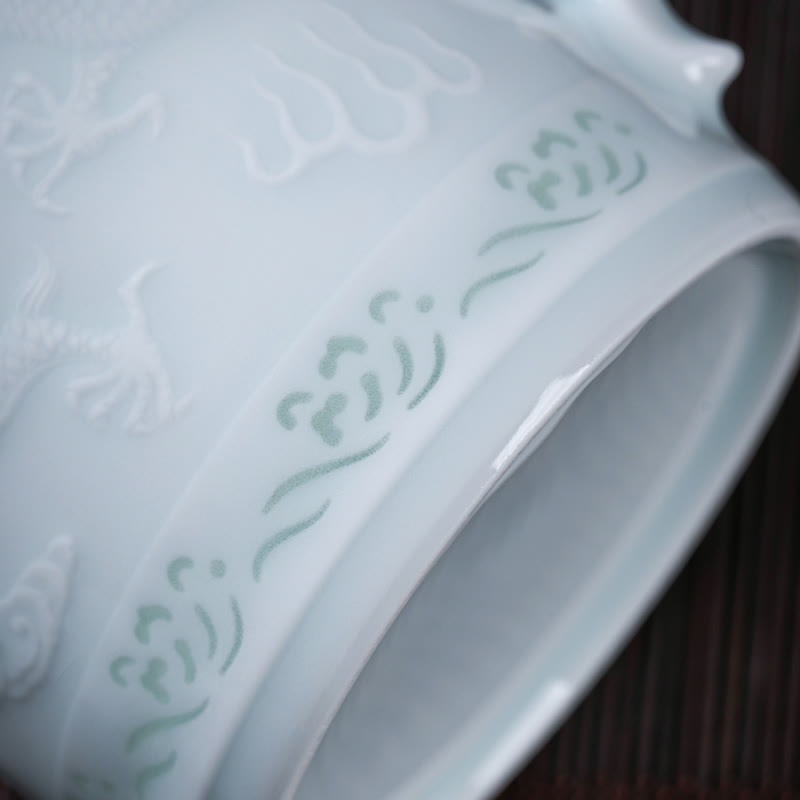 420 ml Zen-Teetasse aus Jingdezhen-Porzellan mit Drachen-Phönix-Design
