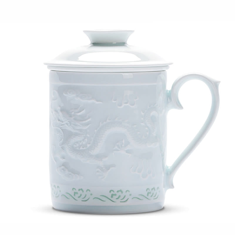 420 ml Zen-Teetasse aus Jingdezhen-Porzellan mit Drachen-Phönix-Design