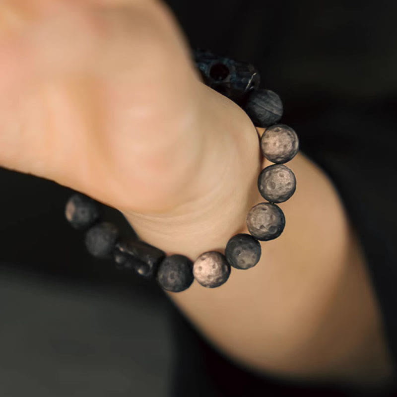 10mm Silver Sheen Obsidian Ebony Wood Soothing Bracelet