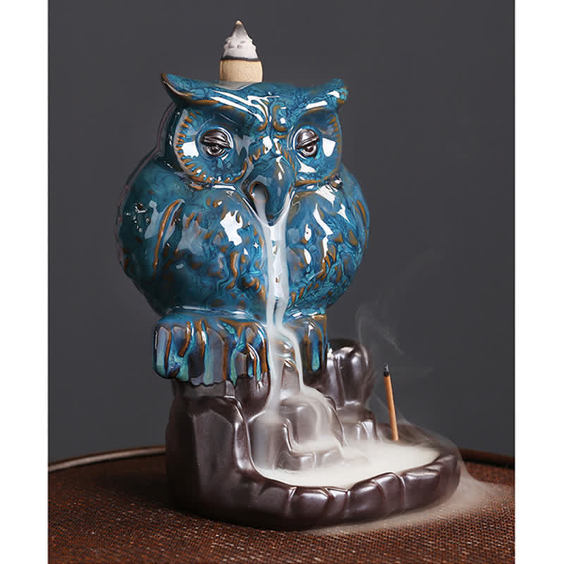 Handmade Ceramic Owl Backflow Incense Burner 9.2cm