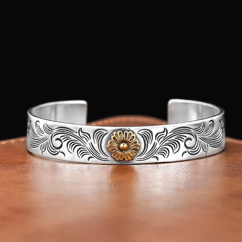 Copper Tang Dynasty Flower Design Spiritual Bracelet for Luck & Healing