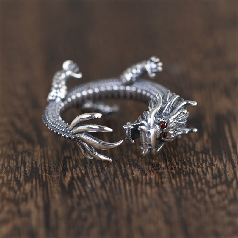 Dragon Ring in 925 Sterling Silver for Luck & Success