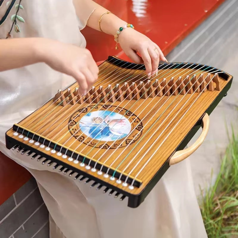 Portable Mini Guzheng 21 Strings Beginner Guqin Finger Pick Zither Professional Traditional Chinese Musical Instruments Gifts